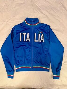 Kids Italia Blue Track Jacket with Red White Green Tricolor Trim